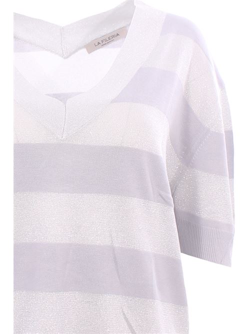 striped lurex v-neck LA FILERIA | 57220/23702052